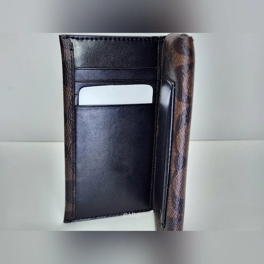 Coach Men's Leather/Coated Canvas Universal Phone Wallet *Brown/Black* NWOT